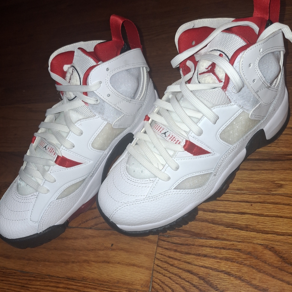 Jordan Kids White and Red Sneakers